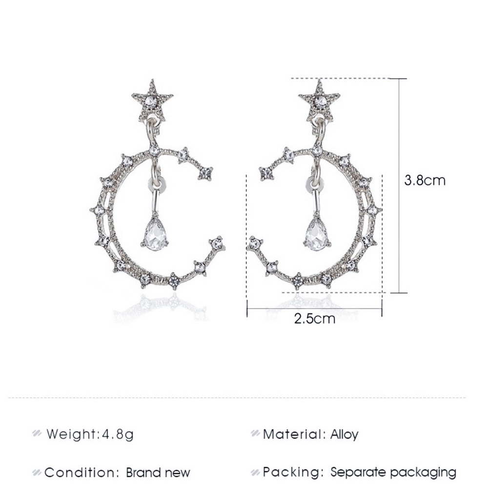 2/$20! Silver Crystal Star & Moon Earrings - Picture 8 of 10